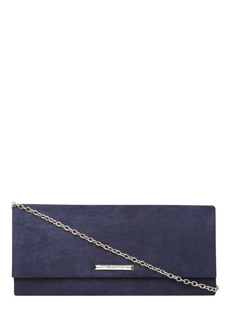 Navy Faux Suede Clutch